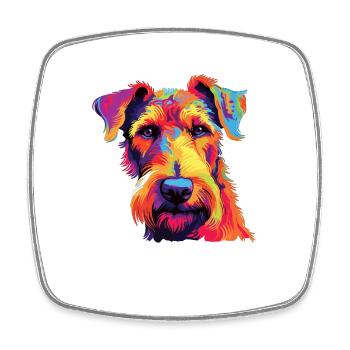 Wasserfarben Farbenfroher Airedale Terrier - Viereckiger Kühlschrankmagnet - Weiß - Vorne