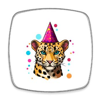 J’ai 5 ans Léopard Léopard 5e anniversaire - Magnet carré - blanc - Devant
