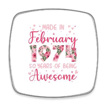 Février 1974 Cadeau Anniversaire 50 Ans Pour Femme - Magnet carré - blanc - Devant