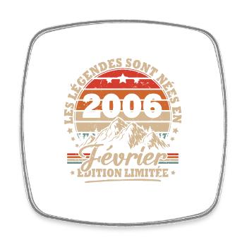 Vintage Cadeau Anniversaire Nées En Février 2006 - Magnet carré - blanc - Devant