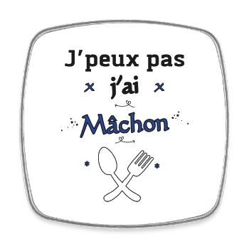 J Peux pas j ai Mâchon noir - Magnet carré - blanc - Devant