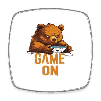 Gamer Bär: Game On - Viereckiger Kühlschrankmagnet - Weiß - Vorne