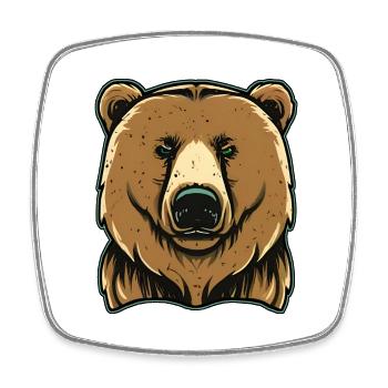 Gros ours sinistre - Magnet carré - blanc - Devant
