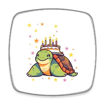 Ich bin 7 Schildkröten Schildkröte 7. Geburtstag - Viereckiger Kühlschrankmagnet - Weiß - Vorne