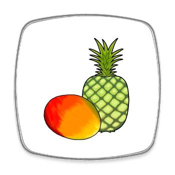 Mango Obst Früchte Ananas Vegetarisch Speise - Viereckiger Kühlschrankmagnet - Weiß - Vorne