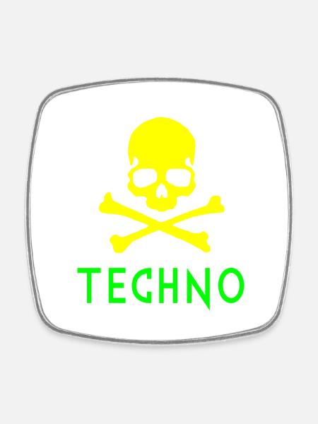 Techno-Knochen - Viereckiger Kühlschrankmagnet - Weiß