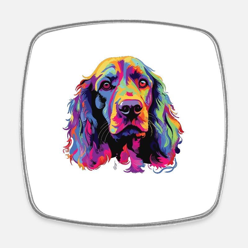 Wasserfarben Farbenfroher American Cocker Spaniel - Viereckiger Kühlschrankmagnet - Weiß