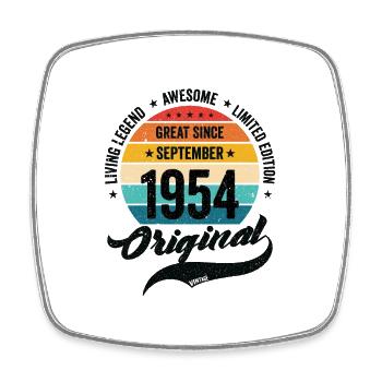 Retro 70 Years September 1954 Birthday Vintage - Square fridge magnet - white - Front