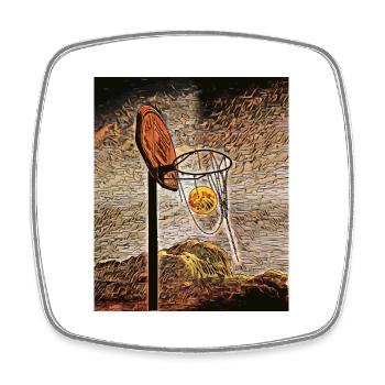 Moonlight Basketball - Square fridge magnet - white - Front