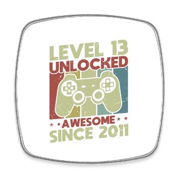 Level 13 Unlocked - Square fridge magnet - white - Front