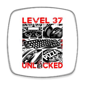 Geburtstag Level 37 freigeschaltet Gaming & Zocker - Viereckiger Kühlschrankmagnet - Weiß - Vorne