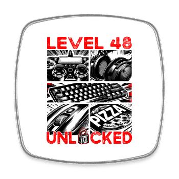 Geburtstag Level 48 freigeschaltet Gaming & Zocker - Viereckiger Kühlschrankmagnet - Weiß - Vorne
