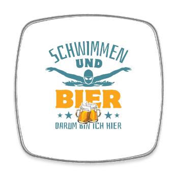 Schwimmen & Bier - darum bin ich hier - Viereckiger Kühlschrankmagnet - Weiß - Vorne