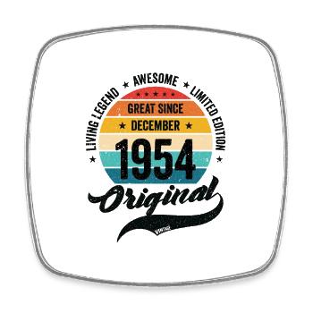 Retro 70 Years December 1954 Birthday Vintage - Square fridge magnet - white - Front