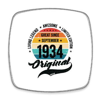 Rétro 90 ans septembre 1934 anniversaire vintage - Magnet carré - blanc - Devant