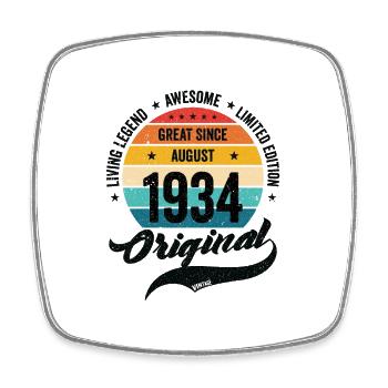 Rétro 90 ans août 1934 anniversaire vintage - Magnet carré - blanc - Devant