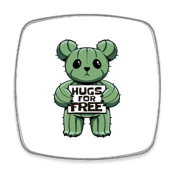 Cactus Hug Bear - Viereckiger Kühlschrankmagnet - Weiß - Vorne