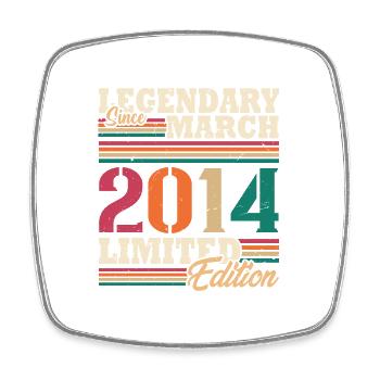 Vintage 2014 March Retro Anniversary Gift - Square fridge magnet - white - Front