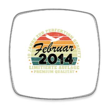 Vintage Retro February 2014 Birthday Gift - Square fridge magnet - white - Front