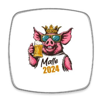 Malle 2024 König Schwein Bier - Viereckiger Kühlschrankmagnet - Weiß - Vorne
