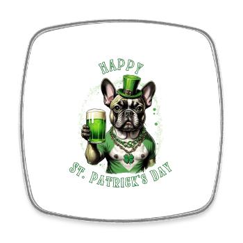 St. Patrick's Day French Bulldog I St. Paddy's - Square fridge magnet - white - Front