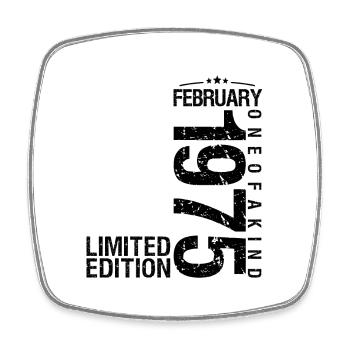 Birthday February 1975 February born in January - Square fridge magnet - white - Front
