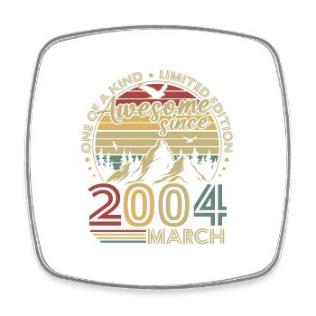 Vintage March 2004 Retro Birthday Gift - Square fridge magnet - white - Front