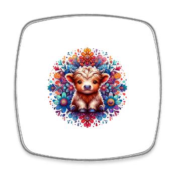 Highland Cow - Magical Meadow - Square fridge magnet - white - Front