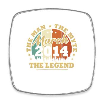 Vintage Mars 2014 Cadeau Anniversaire 10 Ans - Magnet carré - blanc - Devant
