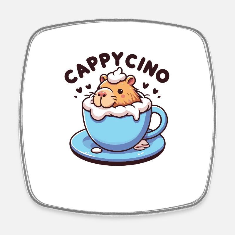 Cappyccino Capybara Café Cappuccino - Magnet carré - blanc