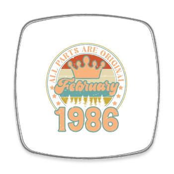 Février 1986. Cadeau d’anniversaire février 1986. - Magnet carré - blanc - Devant