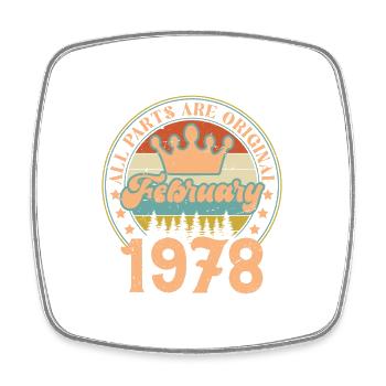 Februar 1978. Februar 1978 Geburtstagsgeschenk. - Viereckiger Kühlschrankmagnet - Weiß - Vorne