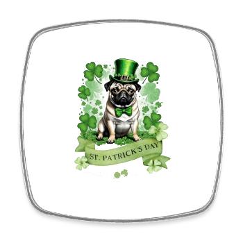 St Patrick's Day Pug I Shamrock St Paddy's Day Pug - Square fridge magnet - white - Front