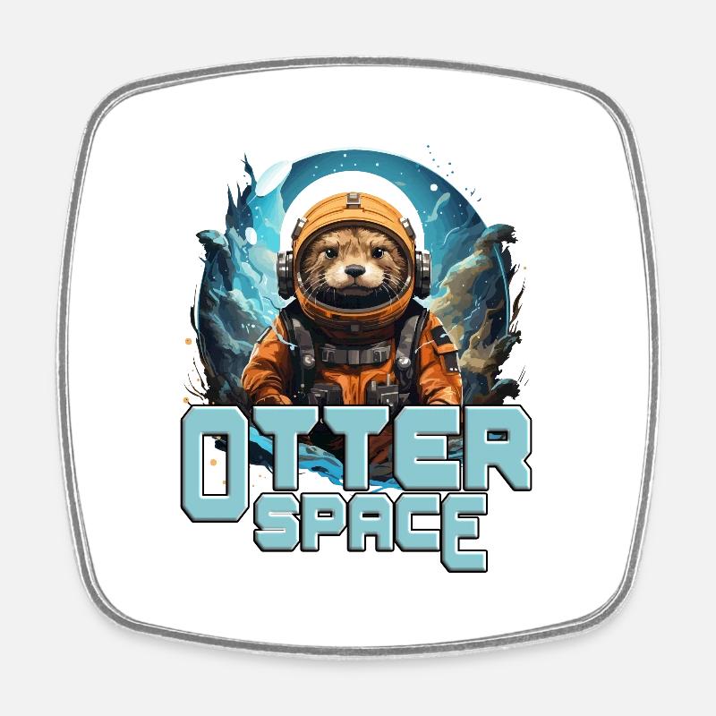 Otter Space! Funny Otter Space - Square fridge magnet - white