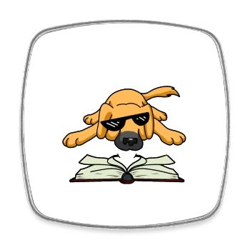 Meme chien lire livre animaux enfants enfants chiens - Magnet carré - blanc - Devant