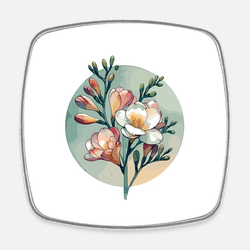 Freesia Drawn - Square fridge magnet - white