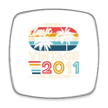 Vintage 2011 Birthday Gift - Square fridge magnet - white - Front