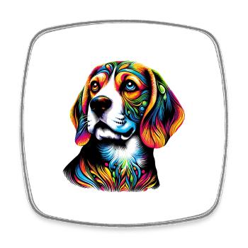 Beagle Hund - Viereckiger Kühlschrankmagnet - Weiß - Vorne