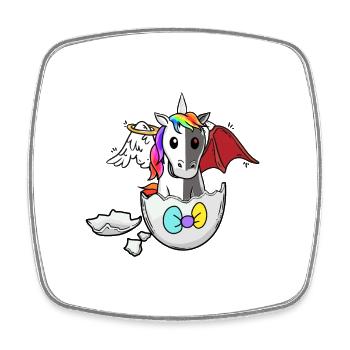 Baby Unicorn Birth Angel Devil Satanic Egg - Square fridge magnet - white - Front