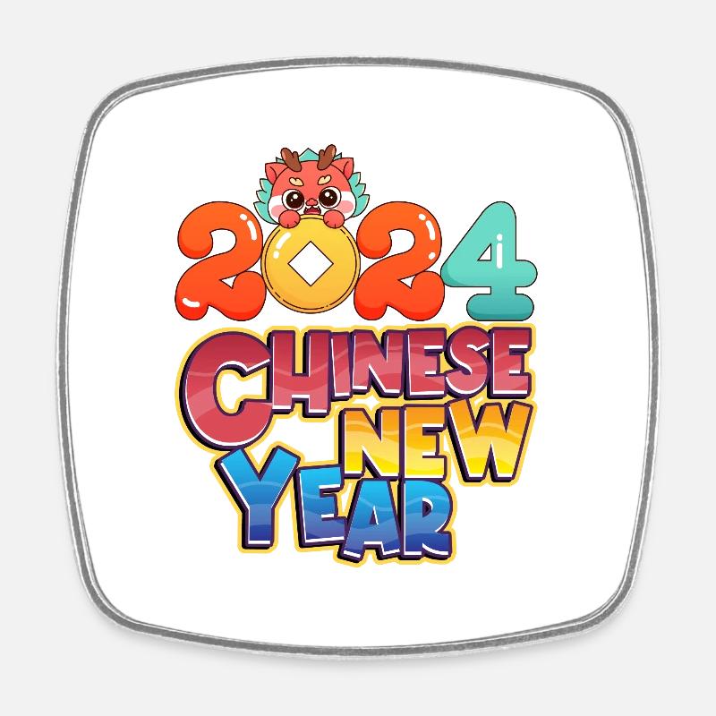 Chinese new year - Square fridge magnet - white