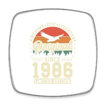 Original 1986 Vintage Born Retro Birthday - Square fridge magnet - white - Front