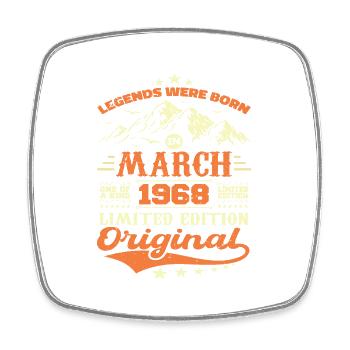 Vintage Born In March 1968 Birthday Gift - Square fridge magnet - white - Front