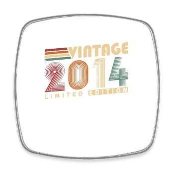 Vintage 2014 Vintage Retro Birthday Gift - Square fridge magnet - white - Front