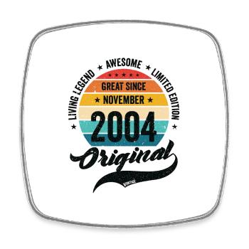 Retro 20 Years November 2004 Birthday Vintage - Square fridge magnet - white - Front