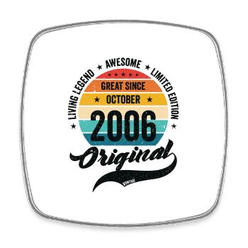 Retro 18 Years October 2006 Birthday Vintage Bday - Square fridge magnet - white - Front