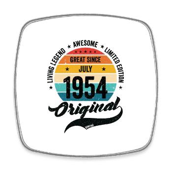 Retro 70 Years July 1954 Birthday Vintage Bday - Square fridge magnet - white - Front