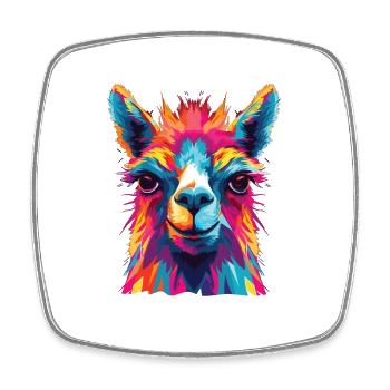 Watercolor Colorful Llama Colorful Animals - Square fridge magnet - white - Front