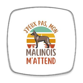 Chien berger belge malinois humour chien - Magnet carré - blanc - Devant
