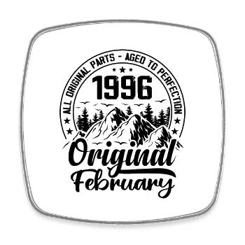 1996 February Original: 28 Years Anniversary Gift - Square fridge magnet - white - Front