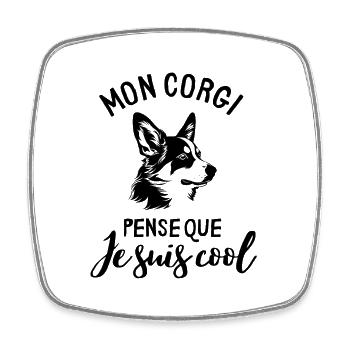 Corgi chien doux éducation canine - Magnet carré - blanc - Devant